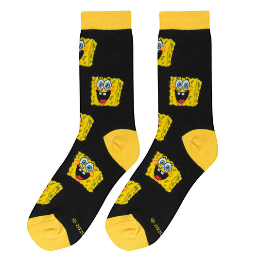 Crazy Socks - Womens Crew - Spongebob Heads