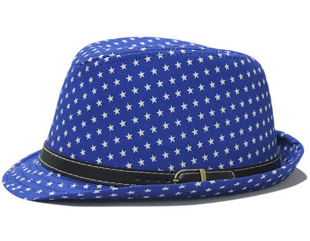Star Print Hip Hop Belt Buckle Fedora Hat