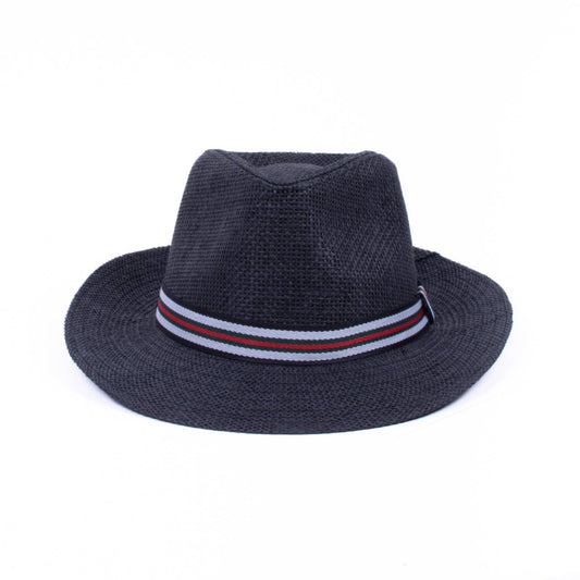 Men's Tri-Color Banded Wide Brim Fashion Fedora Hat-FSS17128