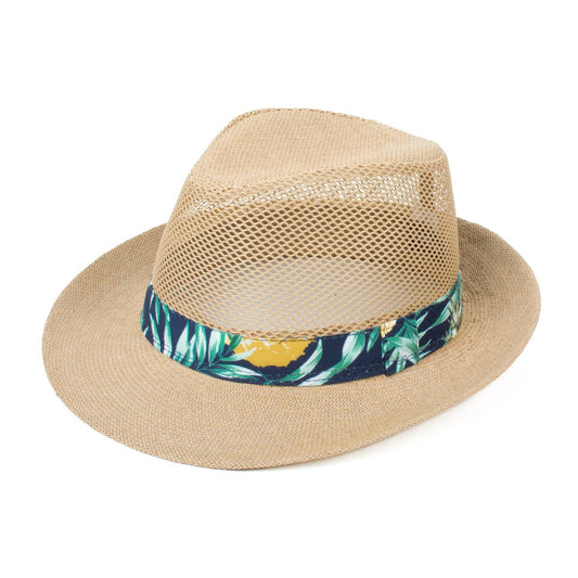 Men Cooling Mesh Banded Fashion Fedora Hat-FSS17134