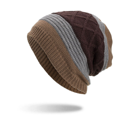 New Velvet Clip Diamond Pullover Knitted Wool Hat