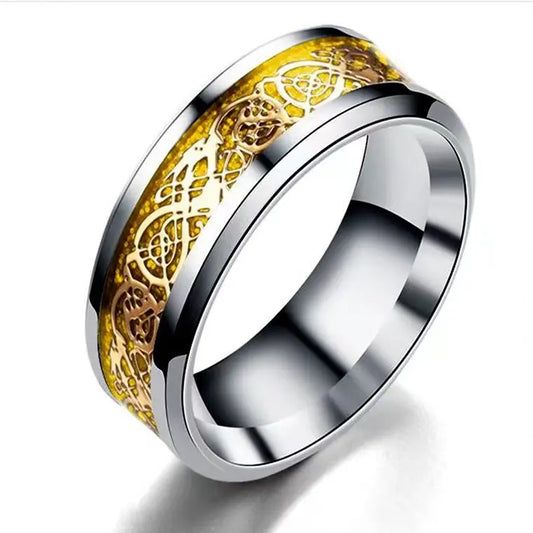 Stainless Steel Men's Dragon Ring